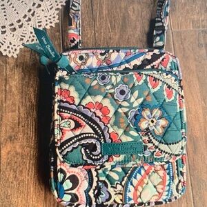 Vera Bradley Green and Red Floral Crossbody Bag